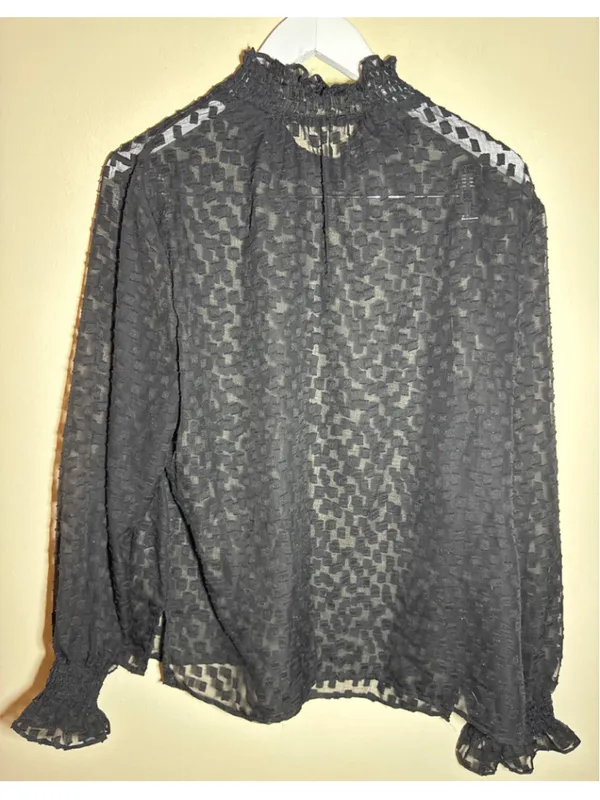 Everleigh Black Textured Blouse Size L Size L - Image 3