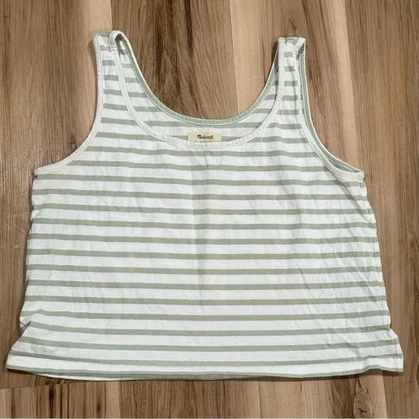 Madewell Boxy-Crop Tank Top Crawley Stripe Women’s Large - Image 2