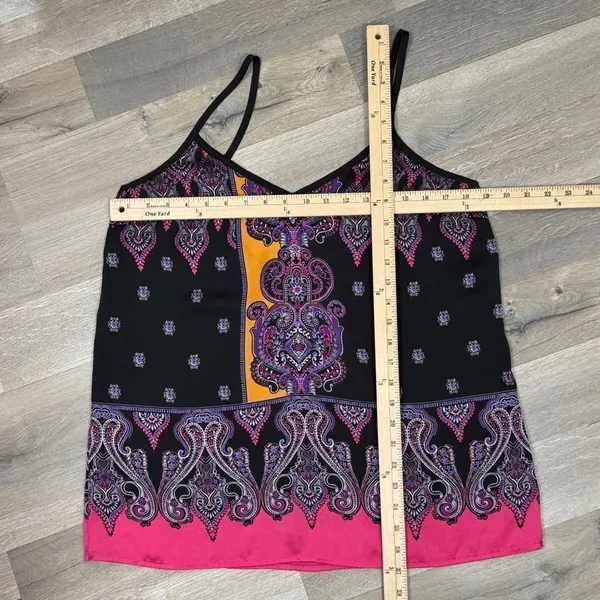Express Damask Paisley Satin Camisole Tank Top Black Pink Multi Large Y2K‎ Boho - Image 11