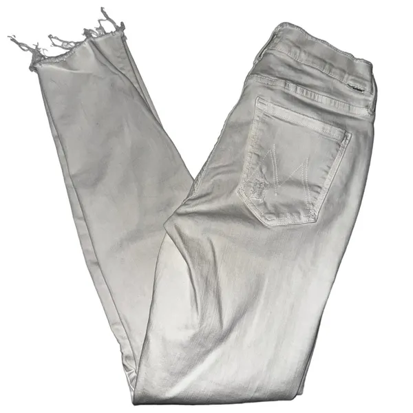 Mother Denim Women’s Size 26 Warm Ivory Double Fray Charmer Skinny Jeans - Image 5