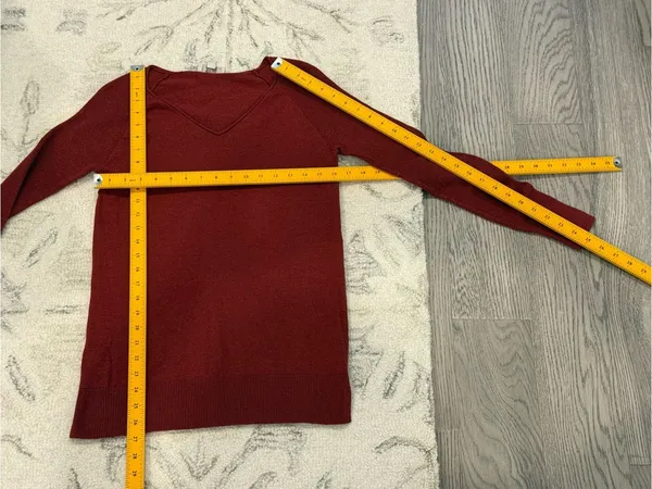 LOFT Rust Red V-Neck Mixed Knit Raglan Sweater Top XS - Image 9