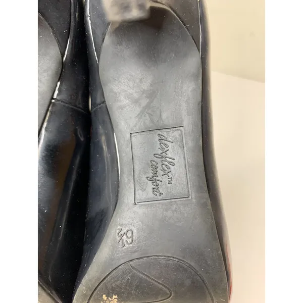 Dexflex Comfort Klue Womens Size 6.5 Open Toe Heel Shoes Black Shiny - Image 9