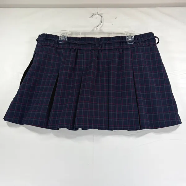 Hollister Plaid Pleated Skort Navy Red Grid Mini Skirt XL School Girl Academia - Image 4