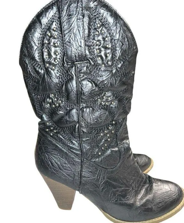 Corkys sage brushed black leather cowgirl boots. - Image 4