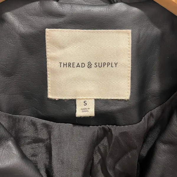 Thread & Supply Womens‎ Black Faux Leather Moto Motorcycle Biker Jacket Small S - Image 5