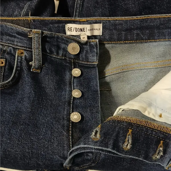 RE/DONE Womens Jeans Size 27 High Rise Preppy Button Fly Slim Fit Denim - Image 7