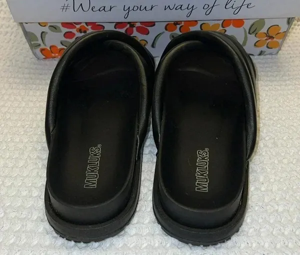 Muk Luks Women’s Tidal Wave Sandals Bkack Black Size 10 - Image 3