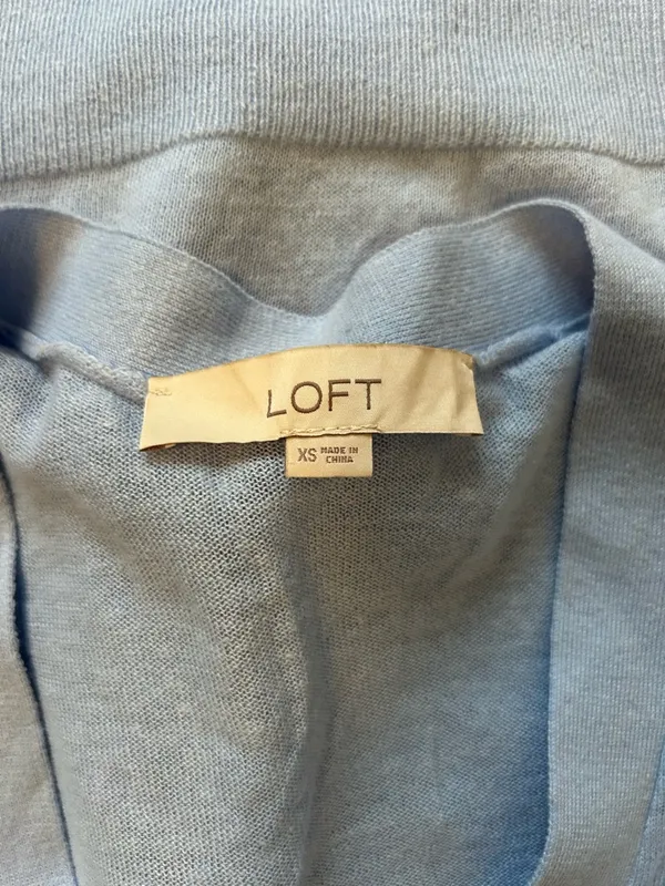 LOFT Light Blue V-Neck Button Front Cardigan - Image 3