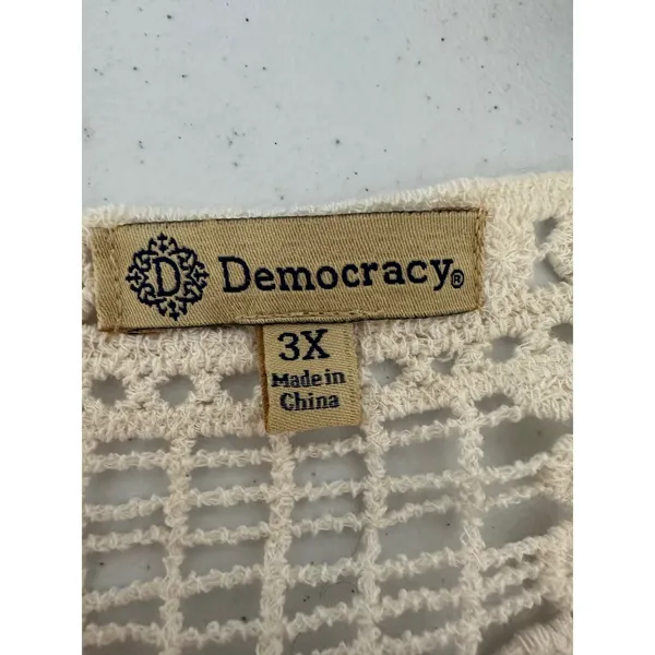 Democracy Womens 3X Top Cream Crochet Lace Boho Festival Minimalist Ethereal - Image 5