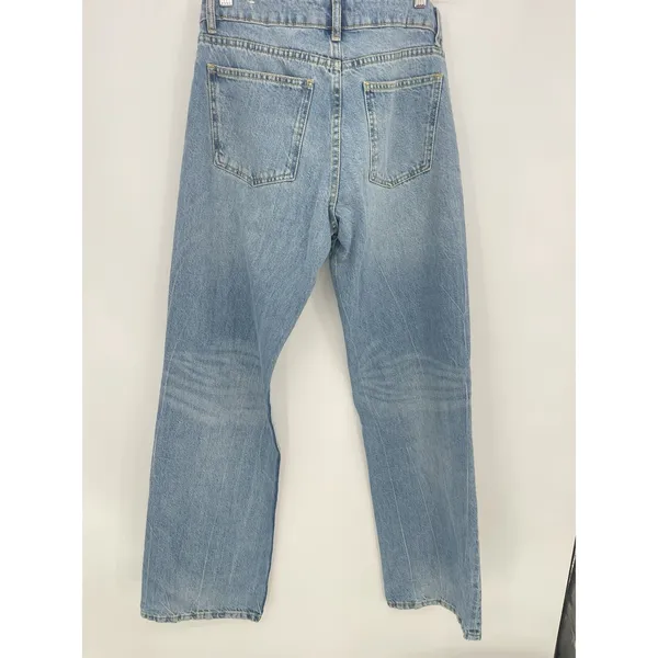 Zara Jeans Womens Size 6 Blue High Rise Straight Leg Distressed Denim Q0011‎ - Image 3