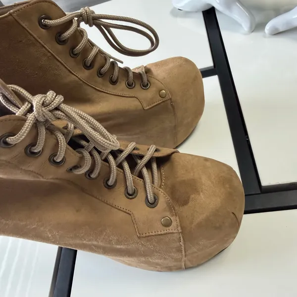 Jeffrey Campbell Lita Suede Platform Booties - Tan (Size 8M) - Image 4