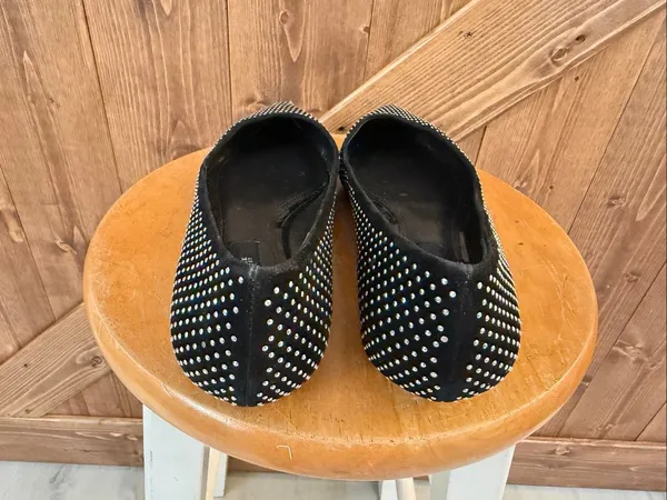 White House Black Market Women’s Size 8 Black Studded Pointed Toe Flats - Image 4