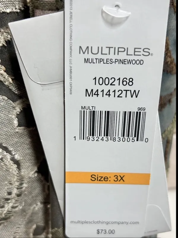 Multiples Tunic Top Womens Size 3X Burn Out Floral Print Lagenlook NWT - Image 5