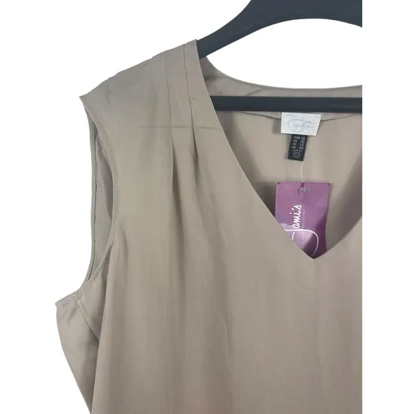 Jami’s Collectibles Boutique Gray/tan Sleeveless V-neck Dressy Top Size 10 NWT - Image 4