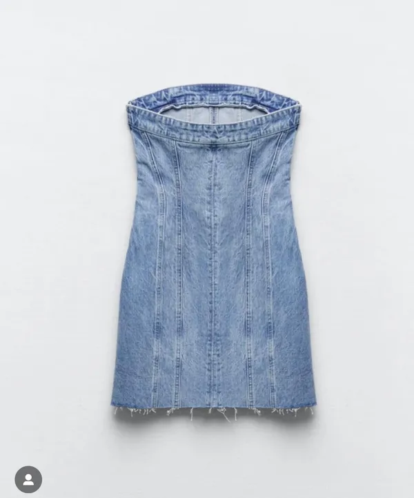 ZARA Mini Denim Dress Bandau Sleevless Blogger Casual Summer - Image 13