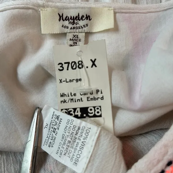 Hayden Los Angeles Open Top Cord Tie Front Embroided Gauze Cover Up XL - Image 8