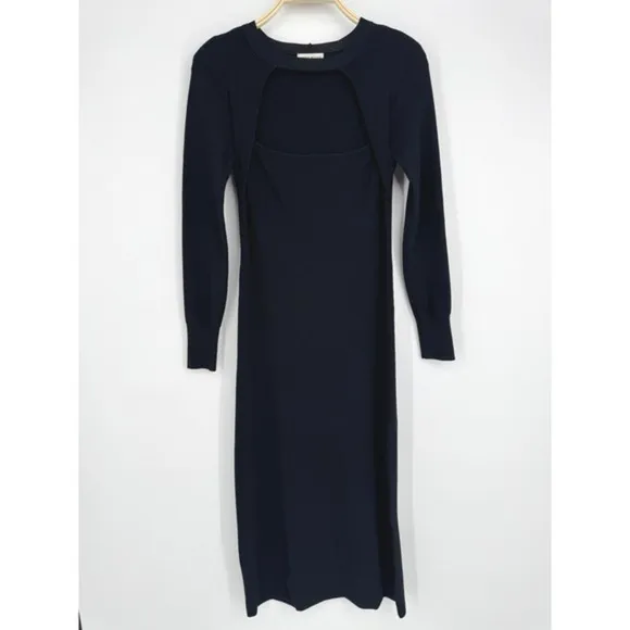 Moon River Midi Dress Medium Black Cutout Long Sleeve‎ Minimalist Chic Elegant - Image 4