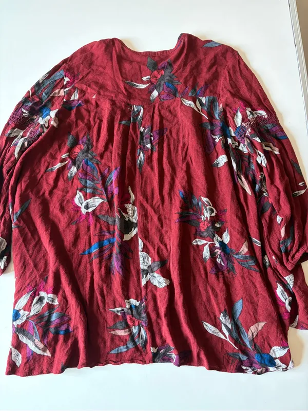 Free People Women's Electric Orchid Print Swing Tunic Mini Dress Red Size Medium - Image 5