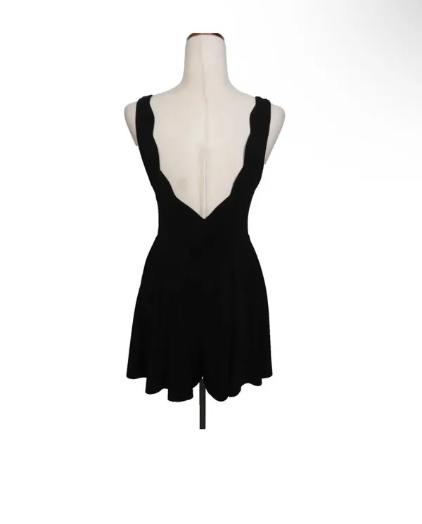 Kimchi Blue Urban Outfitters Black Scalloped Plunge Neck Flowy Romper - Image 2