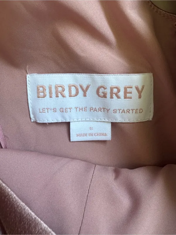 Birdy Grey Satin Light Pink V-Neck Maxi Dress Size Small - Image 7