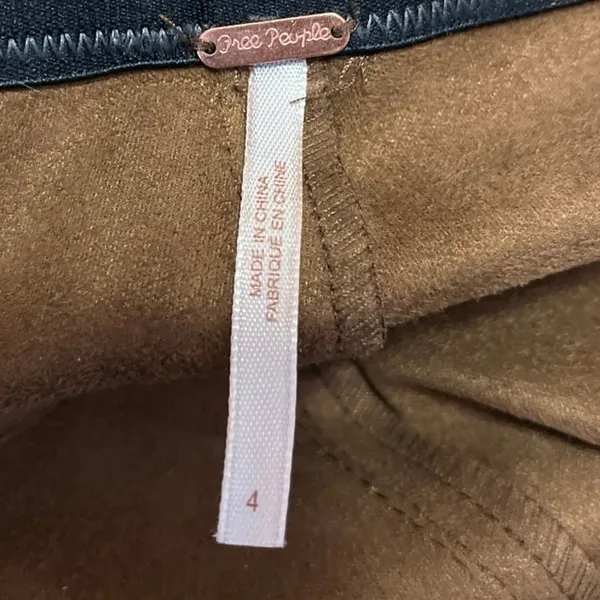 Free People Never Let Go Brown Faux Suede Leather Skinny Leggings Pants Size 4 - Image 5