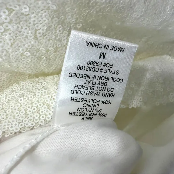 Mainstrip White Sequin Strapless Bow Front Mini Dress Size Medium - Image 6