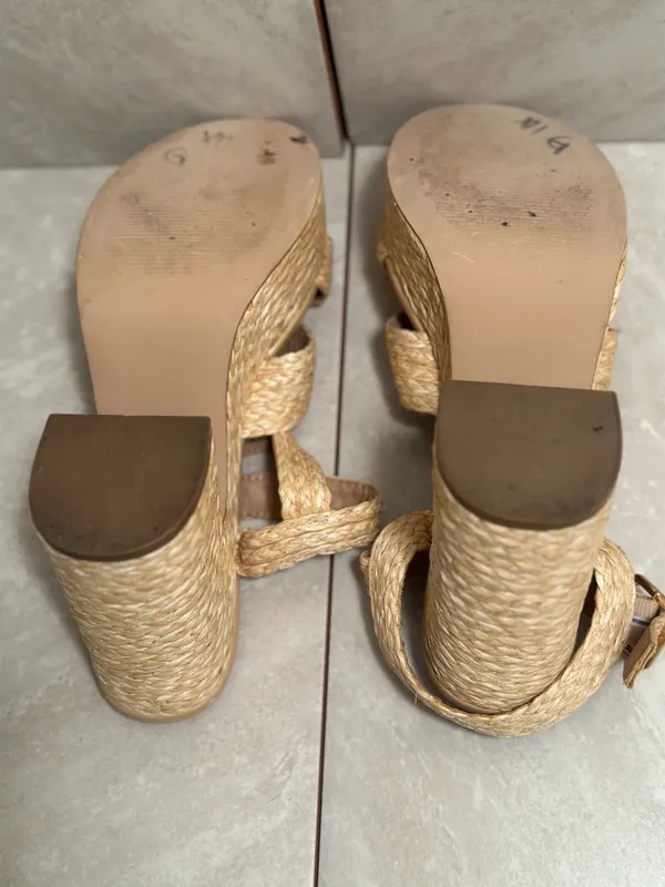 Steve Madden 'Carisma' raffia platform open toe block heel sandals Size 9.5 - Image 6