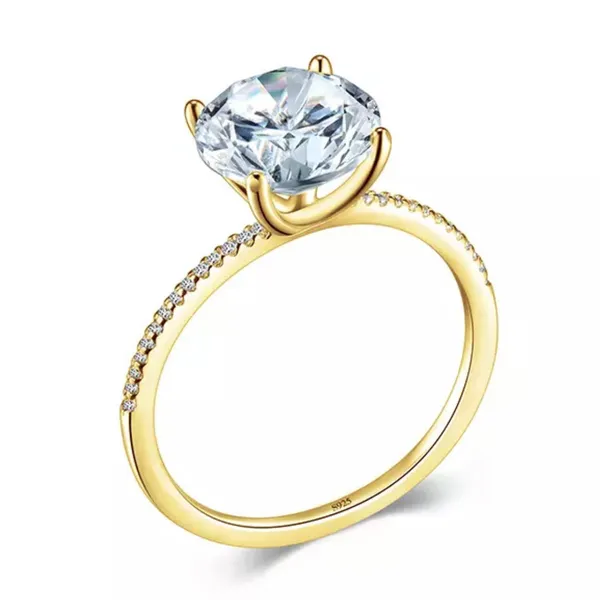 Sterling Silver SIZE 5 18kt Gold Plated 925 3Ct Engagement Wedding Ring - Image 2