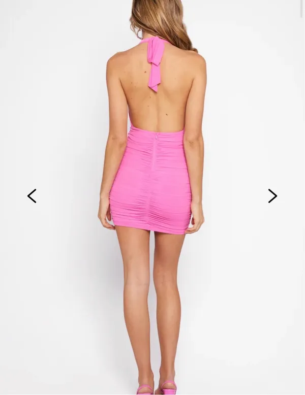 Hello Molly Mini Dress Pink Halter - Image 2