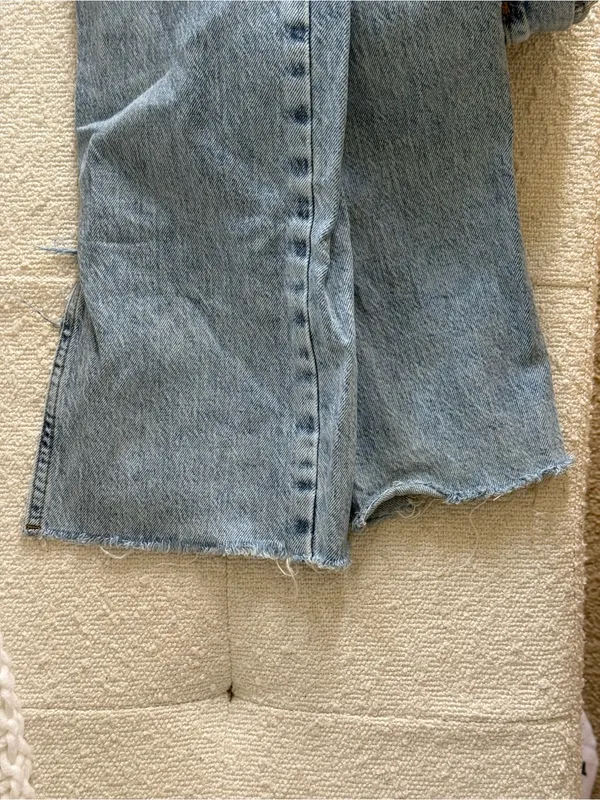 Zara Light Blue Distressed Split Hem Jeans - Image 7