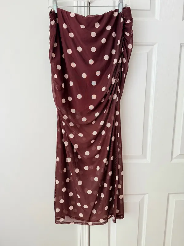 Anthropologie Maeve Polka Dot Print Mesh Side-Slit Maxi Skirt, Size XL - Image 11