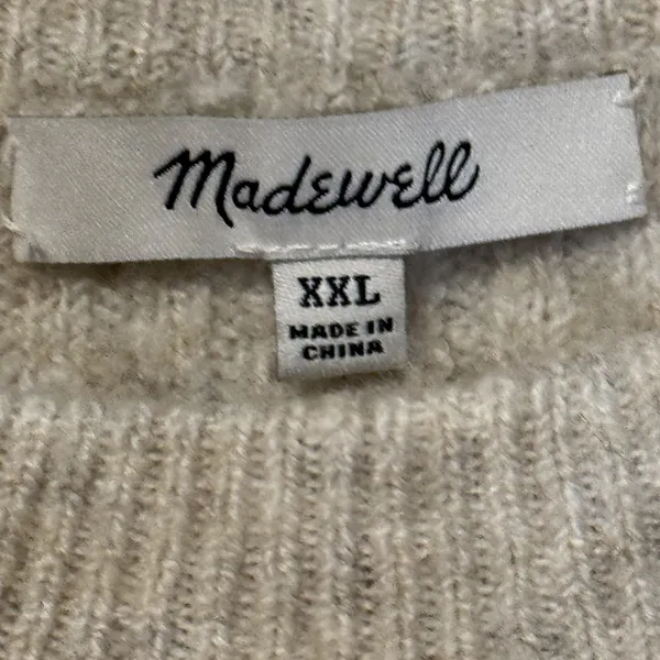 Madewell Womens Sweater Crewneck Flared Sleeve Knitted Wool Blend Beige XXL - Image 6
