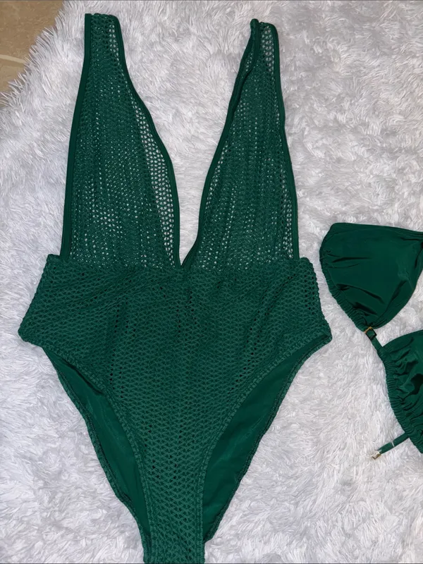 Cupshe Sweet Pick Green Swimsuit Set - Image 7