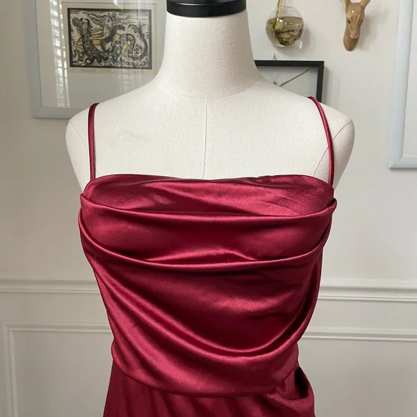 Windsor Stretchy Ruby Red Burgundy Satin Slip Dress Gown M - Image 3
