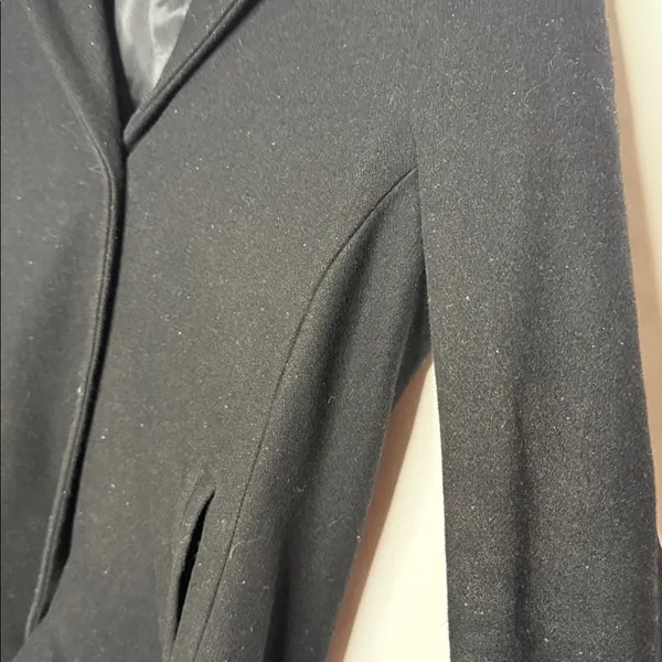 Juliana Celini black 55% wool long trench style coat jacket sz XS - Image 5