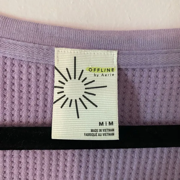 Aerie Purple Thermal Waffle Knit Long Sleeve Shirt Loungewear Women size Medium - Image 2