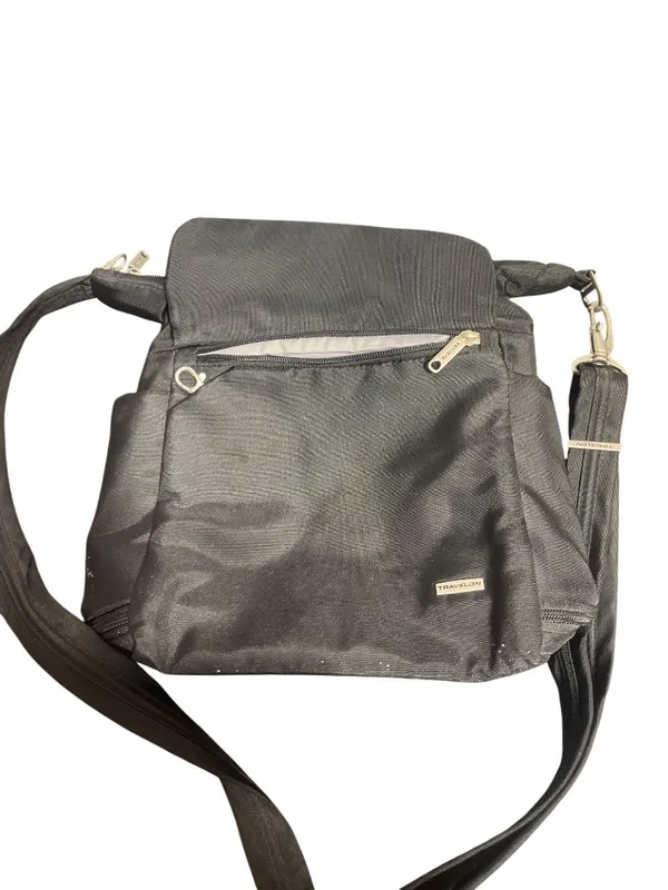 Travelon Black Anti Theft Messenger Crossbody Bag Purse Travel Organizer 11x9x3 - Image 6