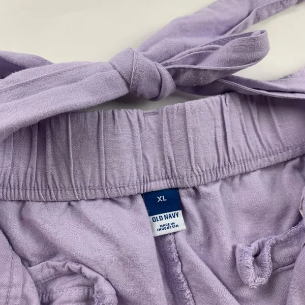 Old Navy Dusky Lavender Linen Blend Belted Wide Leg Cropped Pant XL - Image 5