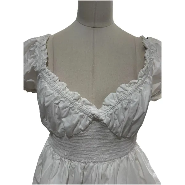 Altar'd State White Smocked Sweetheart Mini Dress L Little White Dress Bridal - Image 6