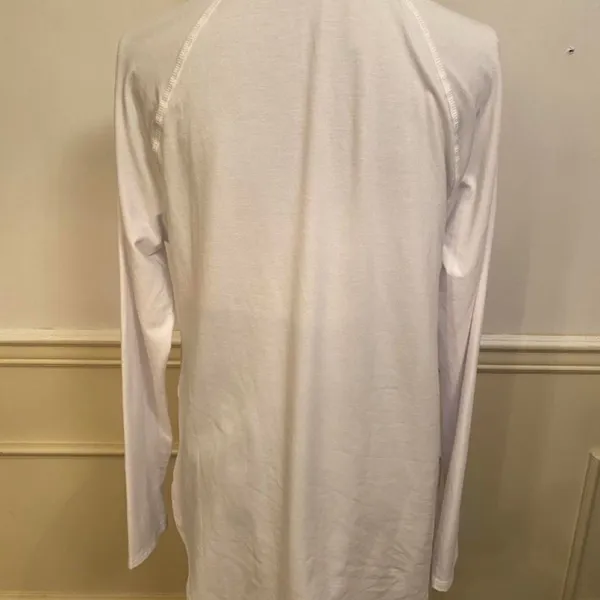 New Choice Basic White Long Sleeve Tee Tunic Top Curved Hem Classic Size M - Image 2