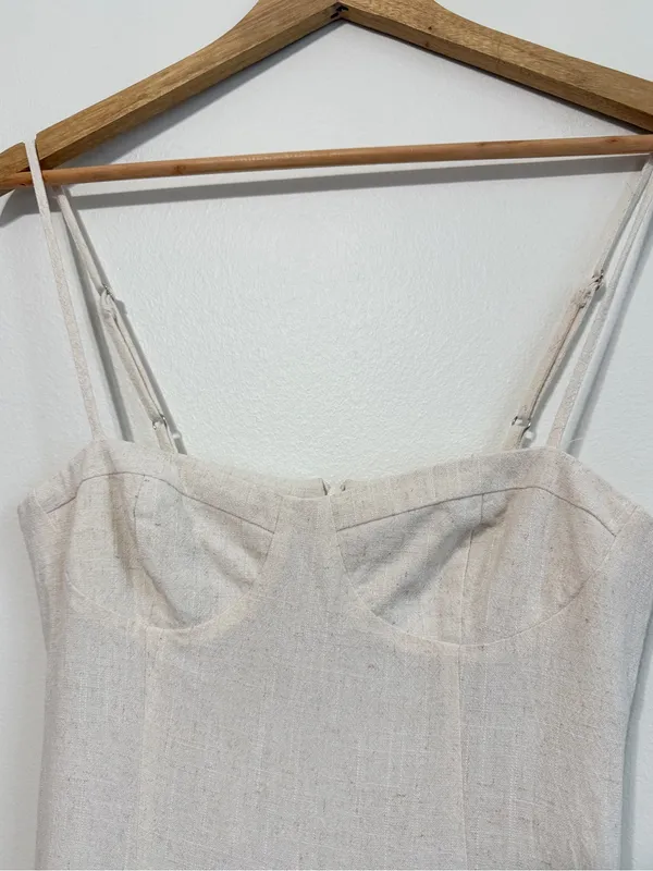 PEPPERMAYO Angelina Linen Maxi Dress Size XS / 2 Cream Oatmeal Summer Beach boho - Image 6