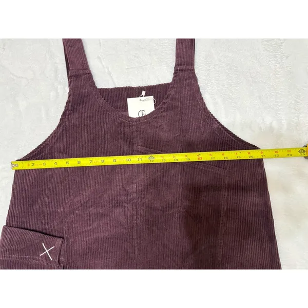 NWT E Win Chic Maroon Red Corduroy Dress Side Split &‎ Pocket -Size L - Image 3