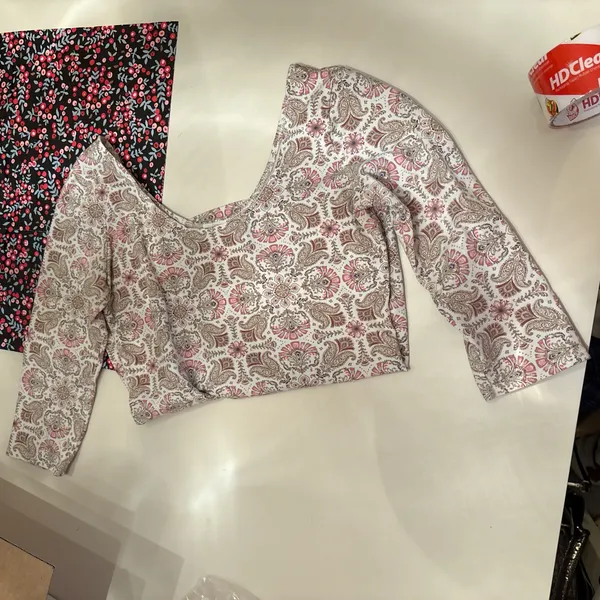 Cute pink and white paisley print blouse half sleeve #blouse - Image 2