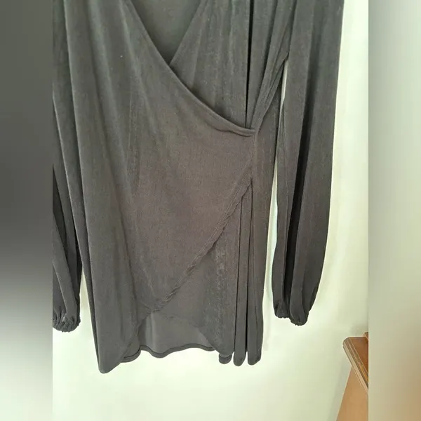 Princess Polly Faux Wrap Long Sleeve Dress Size 6 Black - Image 11