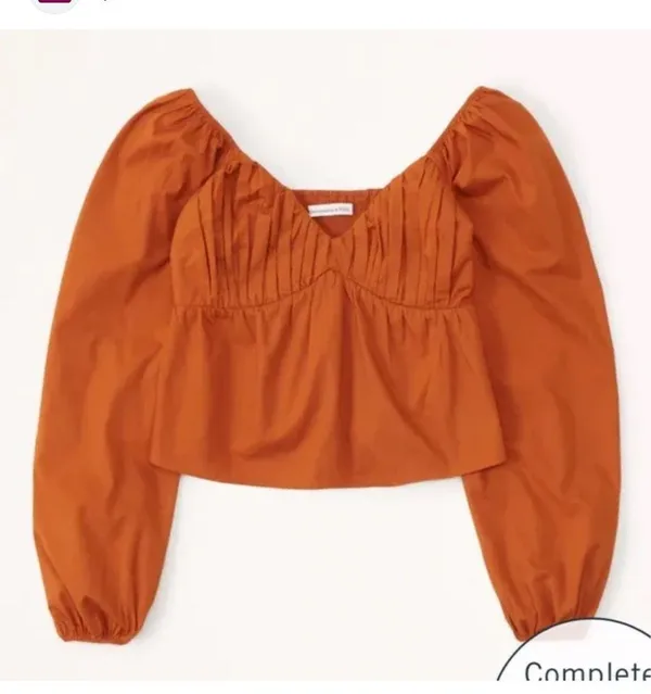 Abercrombie Fitch puff sleeve peplum babydoll top - Image 2