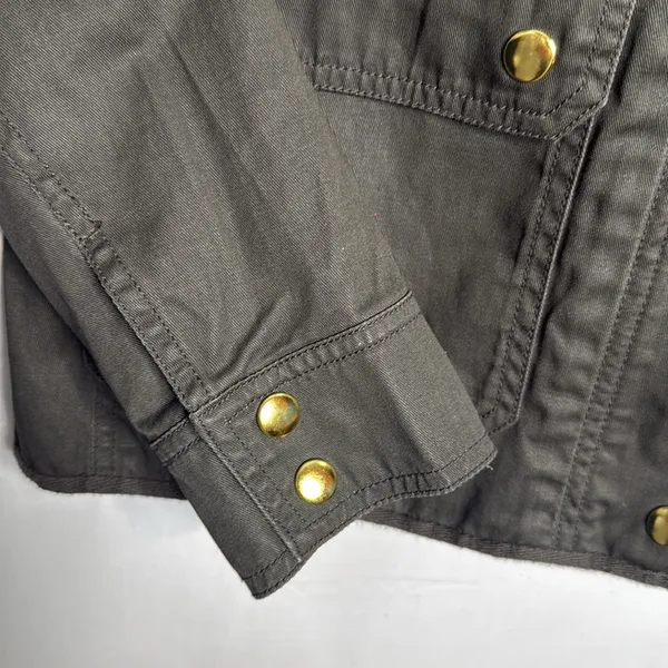 J. Crew Relaxed Boyfriend Field Jacket Olive Green w/ Gold Hardware W1076 Sz S - Image 5