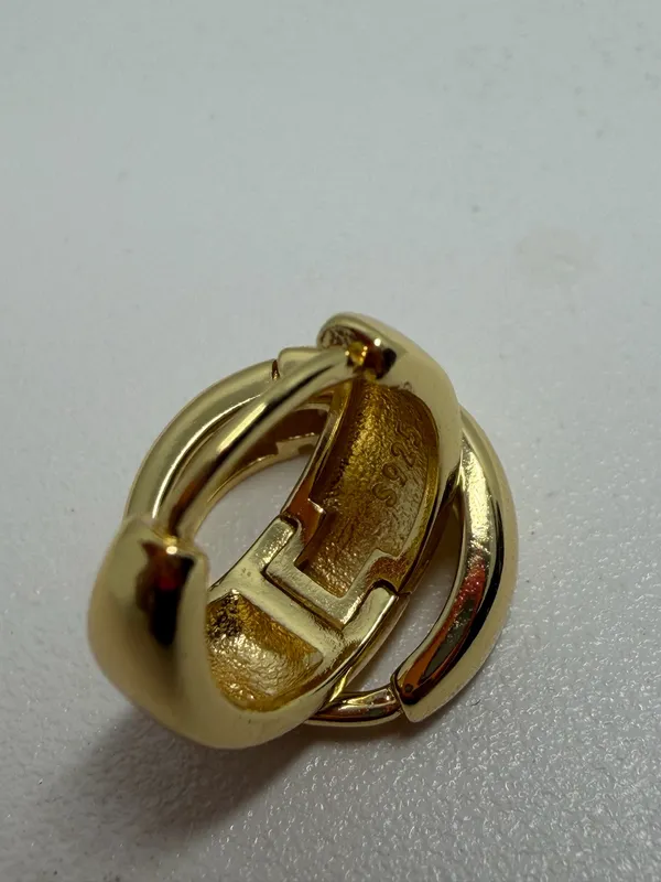 925 Silver in Yellow gold plated hoops Earrings - Image 2