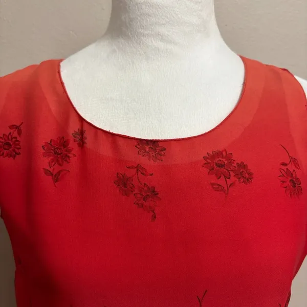 M.H.M. Melissa Harper Dress Red Floral Ombre Chiffon‎ Vtg Y2K Party Wedding 10 - Image 3