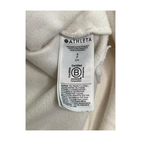 Athleta Recharge Sweatshirt Womens Small Ivory V Neck Faux Wrap Soft Yoga Cozy - Image 7