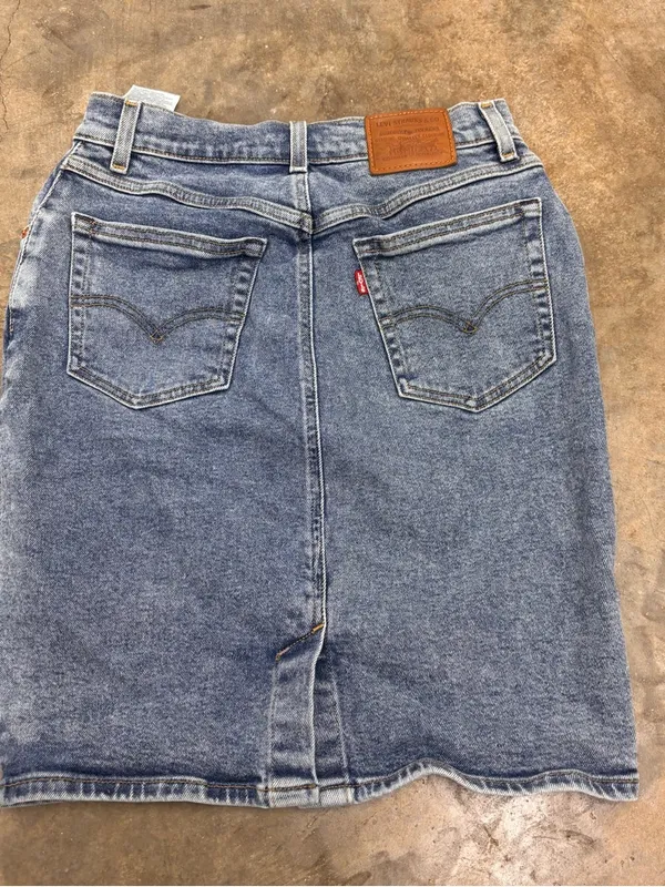 Levi's Premium Mid-Length Western Blue Denim Skirt Medium Wash Womens 28 - Image 6